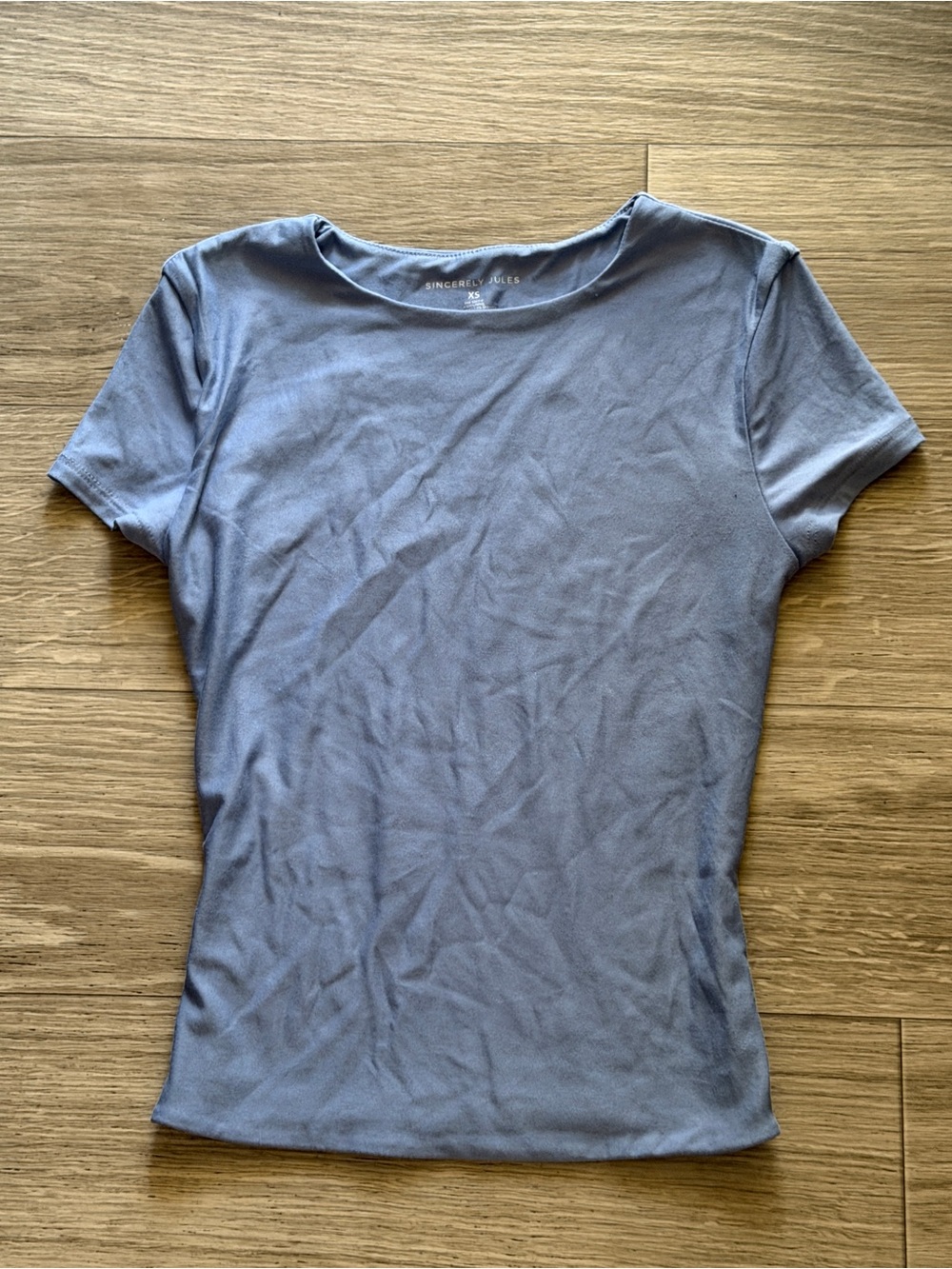 Sincerly Jules Women's Short Sleeve Crewneck Tee - Dusty Blue